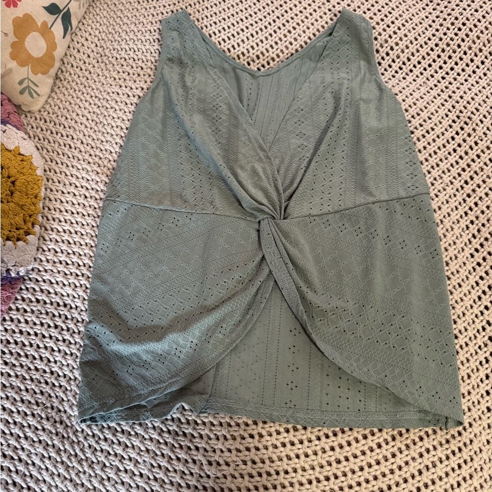 5 for 25$ Sage Green Eyelet Twist Tank